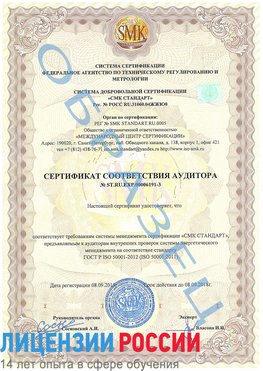 Образец сертификата соответствия аудитора №ST.RU.EXP.00006191-3 Конаково Сертификат ISO 50001